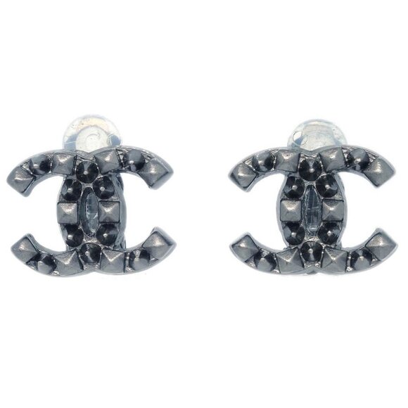 Chanel CC Earrings Clip-On Silver 03P - Picture 1 of 4
